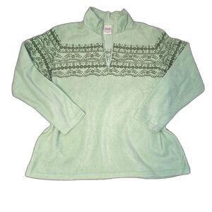 Soft, green on green Blair quarter zip fleece sweatshirt pullover.